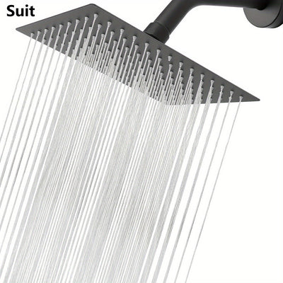 Cabezal de ducha cuadrado de acero inoxidable de lujo, montaje en pared, acabado pulido, alta presión de agua, pulverización potente, ahorro de agua, no necesita electricidad, mejora estética del baño