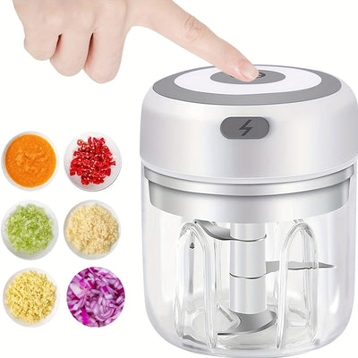 Mini Procesador de Alimentos 250ml, Picadora de Carne, Pequeño Procesador de Alimentos con 3 Cuchillas de Acero Inoxidable, Cortador Eléctrico Adecuado para Carne, Verduras y Frutas