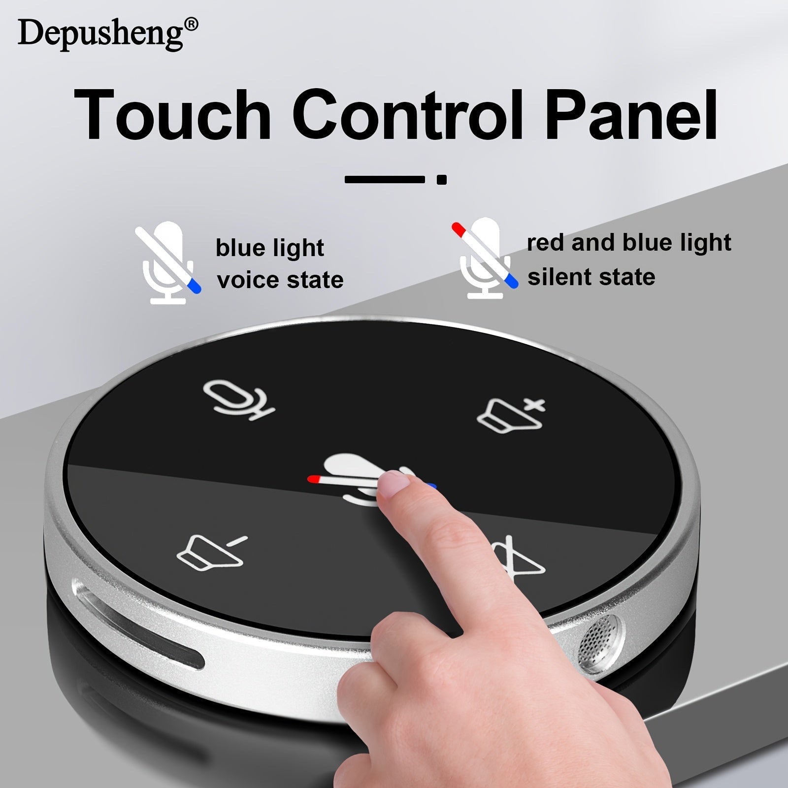 Altavoz y micrófono de conferencia Depusheng, compatible con ordenadores de sobremesa y portátiles, fácil de usar con enchufe y funcionamiento, incluye altavoz con indicador LED, ideal para llamadas en línea y grabación de video, en color negro.