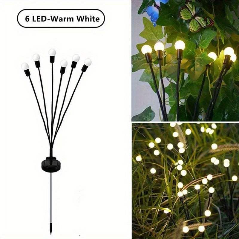 Luces de Columpio Estelares con Energía Solar - 6 LED, Opciones de Blanco Cálido o Multicolor para Decoración de Jardín y Patio Trasero