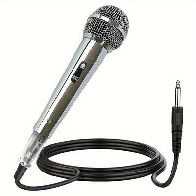 Microfono condensador portátil, micrófono profesional con cable, dinámico y conexión de 6.35 mm, tacto suave, alimentación DC, ideal para escenario, canto, transmisión en vivo, videoconferencias y karaoke - no requiere baterías
