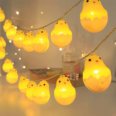 1 pieza de encantadoras luces de cadena LED de cascarón de huevo de pollo - alimentadas por batería, cálido resplandor amarillo para decoraciones de Pascua y Navidad, ambiente hogareño e interior, material PP, sin baterías incluidas, encantadoras luces p