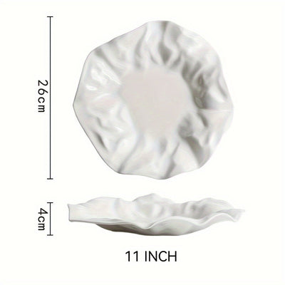 1pc 8/11/13 Pulgadas Plato De Cerámica Blanca, Vajilla Creativa Para La Hora Del Té, Plato De Pasta, Plato De Cena De Cocina Molecular, Plato De Comida Dietética, Plato De Exhibición De Postres Para El Hogar, Plato De Ensalada De Frutas, Para Restaurante