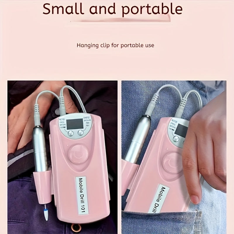 1pc Amoladora de Uñas Profesional con 55 Velocidades Ajustables, Portátil y Recargable para Viaje, Especializada en Salones Beige Claro, Lima de Uñas con Múltiples Cabezales de Cerámica, Herramienta Excelente para Manicuras Femeninas
