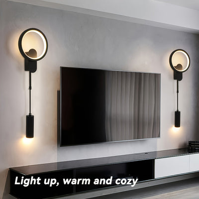 Luminarias de pared modernas con luces LED redondas - Eficientes en energía, sin parpadeo, brillo amarillo cálido para sala de estar, dormitorio y decoración de pasillos, uso interior, cableado, 85V-265V, luminarias de pared para dormitorio | Luminarias