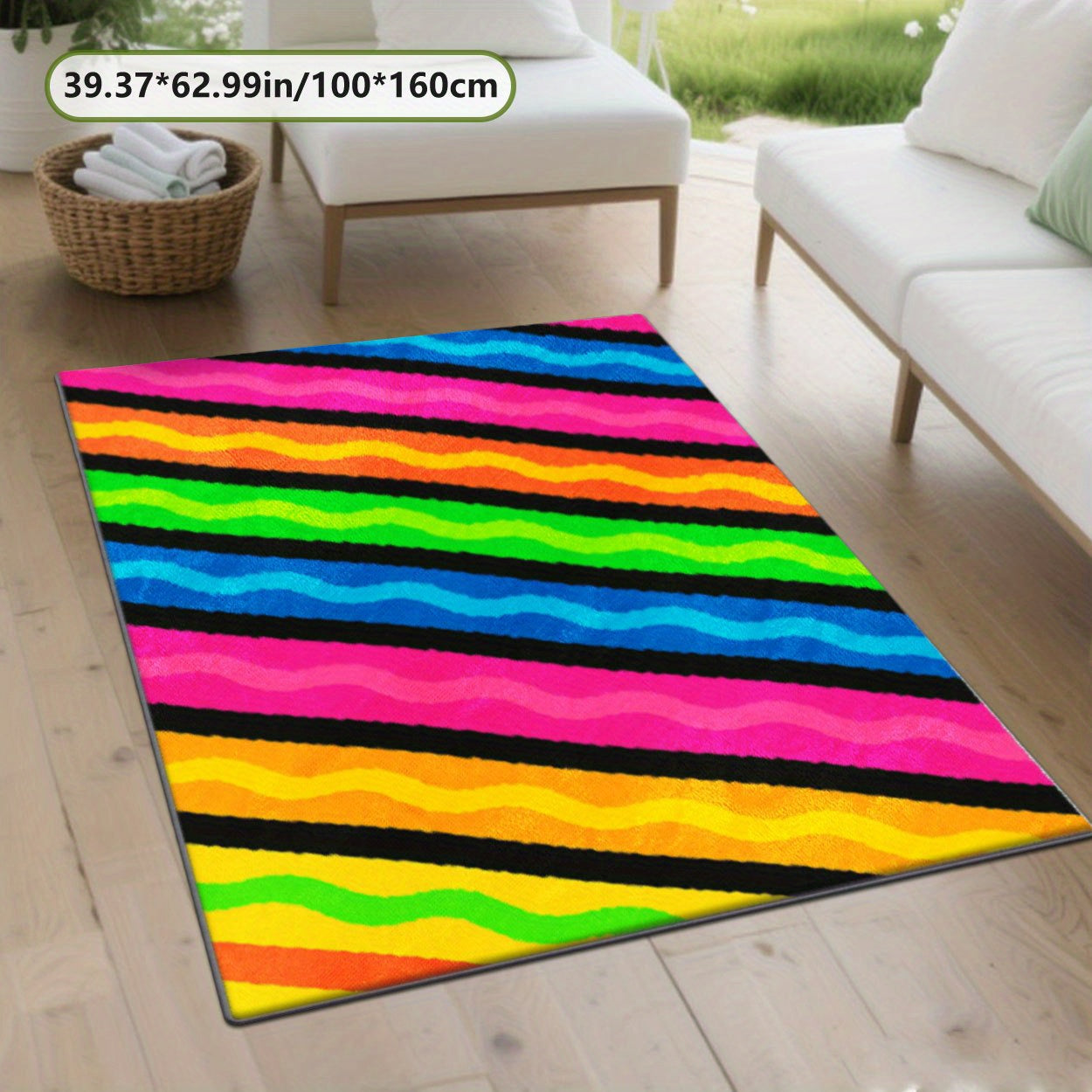 Alfombras de exteriores ZULIDA - Patrón de rayas coloridas, ligero y fácil de limpiar, perfecto para jardín, patio, acampada en RV, patio trasero y pícnic, uso interior/exterior, varios tamaños disponibles, decoración de verano, alfombras de exteriores p