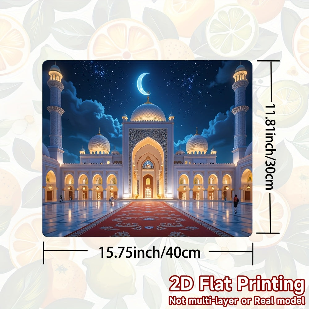 1pc Cubierta para Estufa y Alfombrilla de Cocina - Diseño de Mezquita Dorada con Luna Creciente, Azul Medianoche - Protector Térmico para Estufas, Horno, Refrigerador, Lavadora, Secadora - Decoración Fácil de Limpiar para Cocina - Compatible con Estufas