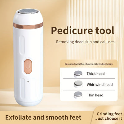 Herramienta eléctrica para pulir pies con carga, ideal para pies gruesos, elimina queratina de manera conveniente y sencilla, diseño blanco minimalista
