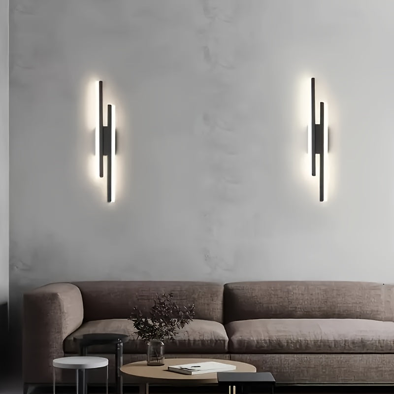 Iluminación LED moderna de lujo sencilla, lámpara de tira larga con regulador de tres colores, fijada al cableado para pasillos interiores, luminaria metálica forjada en hierro para dormitorio, sala de estar, vestidor y espejos de baño, luz frontal o mur