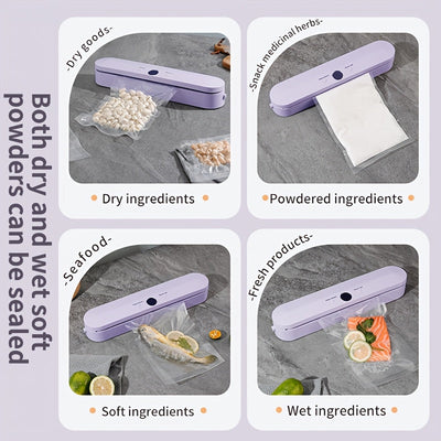 Máquina de sellado inteligente con pantalla LED mejorada, con gran capacidad de almacenamiento - Recargable por USB, batería de litio, eficiente para la conservación de alimentos, organización de la cocina | Accesorio de cocina moderno | Dispositivo reca