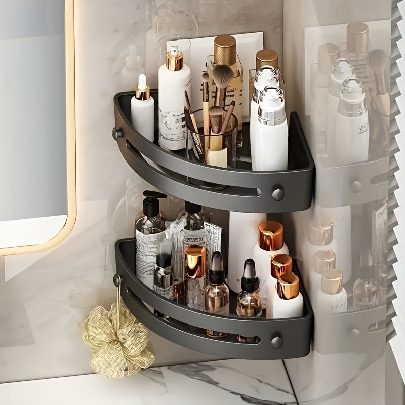 2 piezas de estantes de ducha de esquina, soporte de almacenamiento de baño, estante de ducha interior, soporte de champú de pared de ducha, caja organizadora de baño con ganchos, cesta de ducha, accesorios de baño, ganchos de utilidad