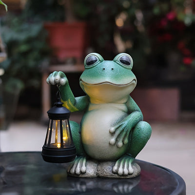 Estatua de farol de rana con energía solar - Decoración de jardín de resina encantadora con efecto 3D, perfecta para patios al aire libre, césped y caminos, regalo ideal para mujeres, mamá, abuela en Acción de Gracias y Navidad, decoración de jardín de r