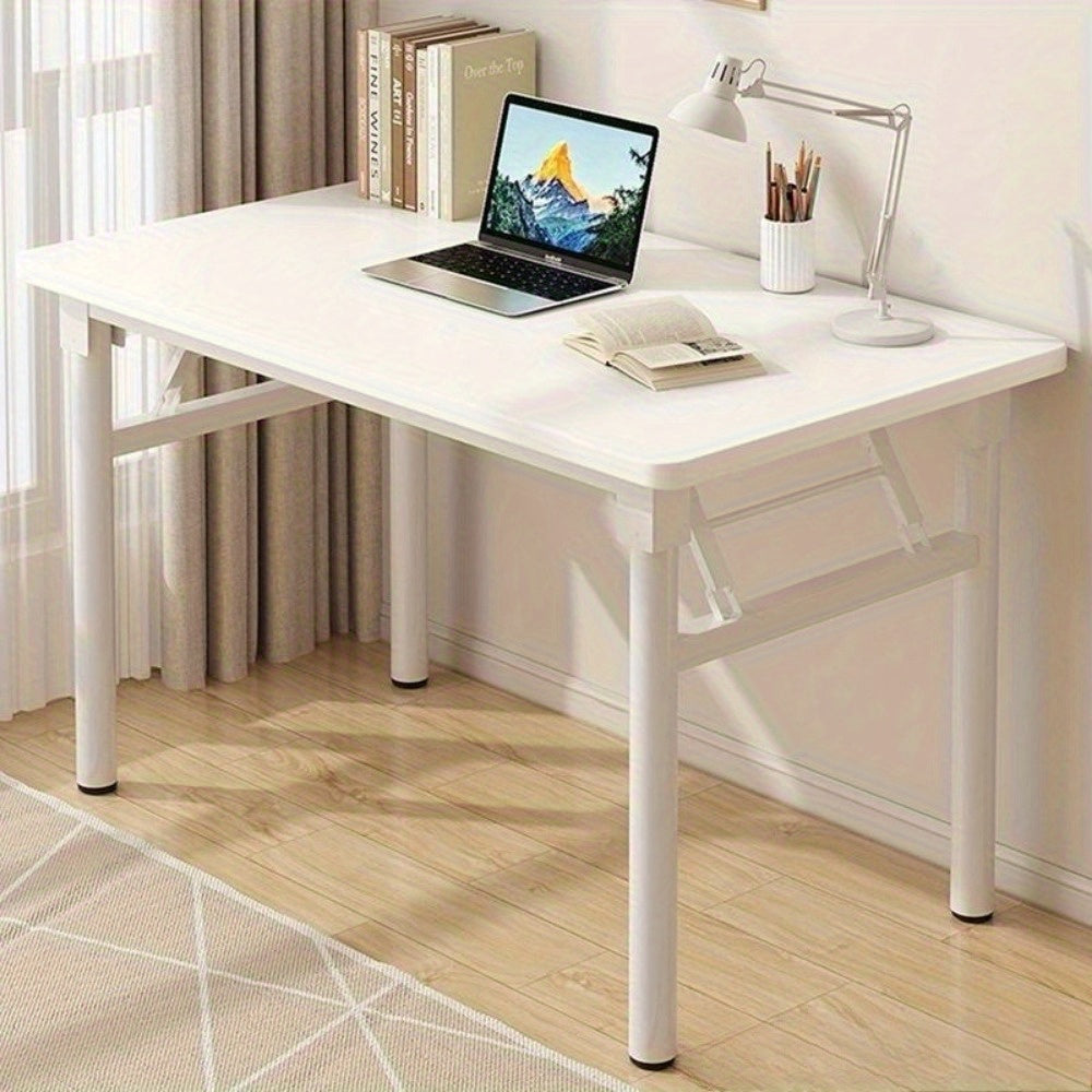 [Relajación en casa] Mesa plegable compacta - Montaje fácil, no se requieren herramientas, diseño rectangular para comer, escribir y estudiar - Metal duradero con acabado blanco, mesa de estudio|Diseño plegable|Marco de metal Tabl