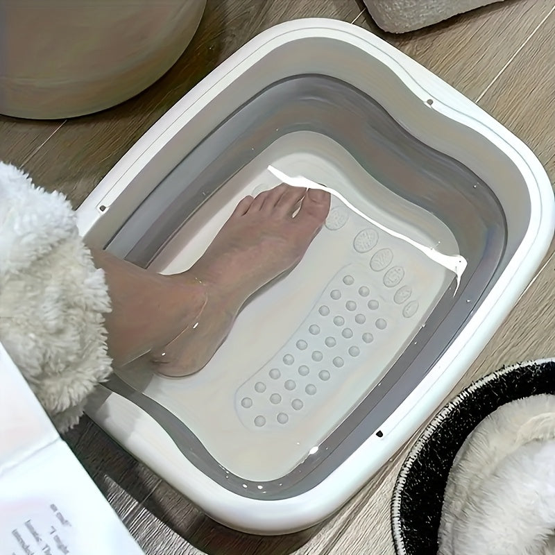 Bañera Plegable para Piezas de Baño | Diseño Bicolor con Porta Teléfono | Libre de Formaldehído y Sin Pilas | Portátil y Compacta para Experiencias de SPA en Casa | Ideal para Relajación y Cuidado de Uñas