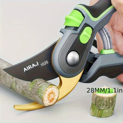 Tijeras de poda AIRAJ 1025 de 8 pulgadas - Hojas afiladas de acero inoxidable, seguro de bloqueo, anti-rust, mango ergonómico, tijeras de jardinería duraderas para cortar ramas y ramas, herramienta de jardín | Tijeras con mango ergonómico | Filos cortant