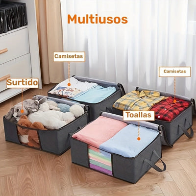 6pcs/3pcs Organizador de Equipaje, 35L con Mango Extensible - Diseño Transparente para Fácil Ordenación y Ahorro de Espacio. Caja Multiusos Ideal para el Hogar u Oficina, Mantén Tus Cosas en Su Lugar
