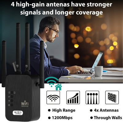 Repetidor de Wi-Fi, Extensor de Wi-Fi, Fortalecimiento de la Fuerza del Señal 2.4G, Amplia Cobertura, Superación de Limitaciones Espaciales, Configuración de Un Solo Click, Cobertura Integral, Rotación Flexible de la Antena, Intensidad de Señal Ajustable