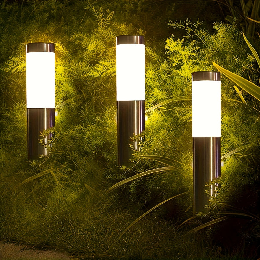 Conjunto de 2 Luces Solares LED para Exteriores con Energía Solar - Duradero en ABS y Acero Inoxidable, Sensor de Movimiento Automático Encendido/Apagado, Altura de 4.72 metros para Jardín, Césped, Patio - Iluminación Paisajística Eficiente en Energía,