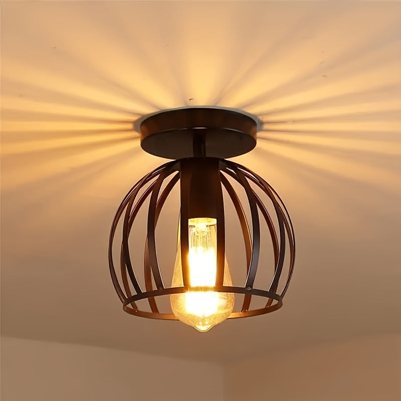 1pc, Lámpara Colgante Rústica con Base E27, Luz de Techo para Pasillo, Comedor o Dormitorio, Diseño Retro Industrial, Lámpara de Techo Tipo Granja para Isla de Cocina, Montaje Directo (Sin Bombilla)