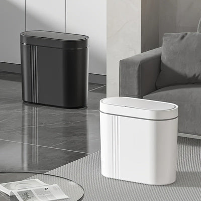 Basurero Inteligente EANE con Tapa - Sensor Sin Contacto, Funciona con Batería (36V), Diseño Moderno y Compacto para Cocina, Baño o Sala, Material PP Duradero, y Blanco, Eliminación de Residuos