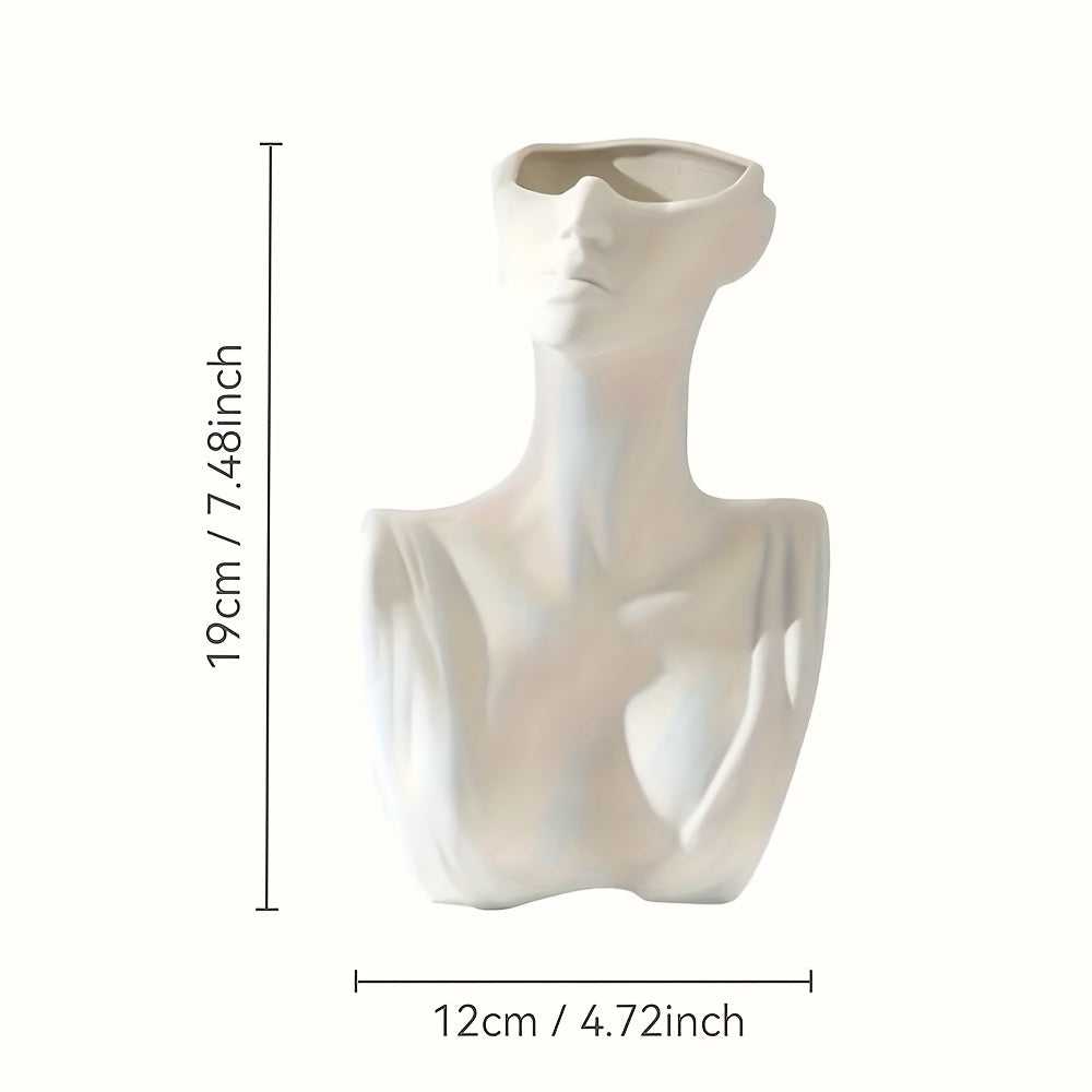 1pc Elegante Jarrón de Arte de Torso Femenino Blanco - Botella Decorativa de Resina al Estilo Nórdico para Flores Frescas o Secas, Perfecto para Sala de Estar, Dormitorio, Estudio - Regalo de Decoración para el Hogar Chic