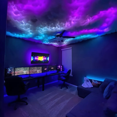 Tira de luces multicolor de 4.88 metros Gran Nube: sincronización con música, altura ajustable, control remoto y alimentación USB, ideal para decoración de habitaciones, oficinas, hoteles, fiestas o restaurantes, regalo perfecto para Navidad