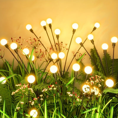 Luz de césped de luciérnaga solar de 6 cabezas - Decoración de jardín al aire libre con energía solar, luces brillantes amarillas, perfectas para regalos de Navidad, Halloween, Acción de Gracias y Pascua, decoraciones al aire libre con energía solar