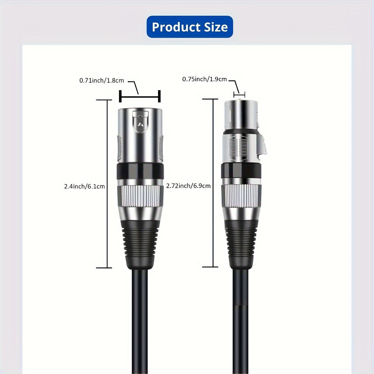 Cable de micrófono XLR de 3 pines KAILYNIA - 6 metros / 19,68 pies y 10 metros / 32,8 pies, cable negro duradero con conectores dorados, ideal para estudio, podcasting, amplificadores, cámaras y altavoces, cable de grabación de estudio | Cable de micrófo