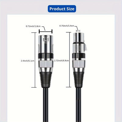 Cable de micrófono XLR de 3 pines KAILYNIA - 6 metros / 19,68 pies y 10 metros / 32,8 pies, cable negro duradero con conectores dorados, ideal para estudio, podcasting, amplificadores, cámaras y altavoces, cable de grabación de estudio | Cable de micrófo