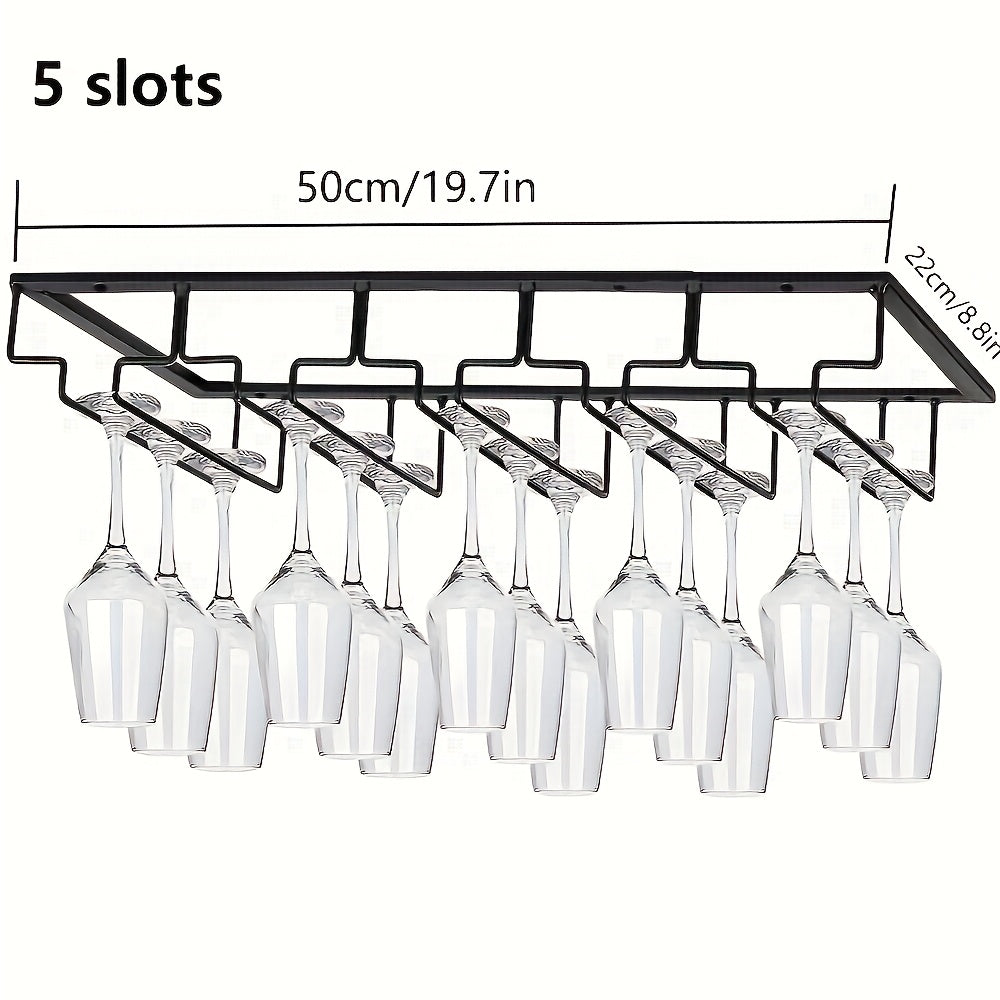 Soporte colgante para copas de vino, estante para copas debajo del mueble, estante de almacenamiento de hierro metálico, soporte para clasificación de copas, accesorios adecuados para bar, comedor, armario, cocina y organización