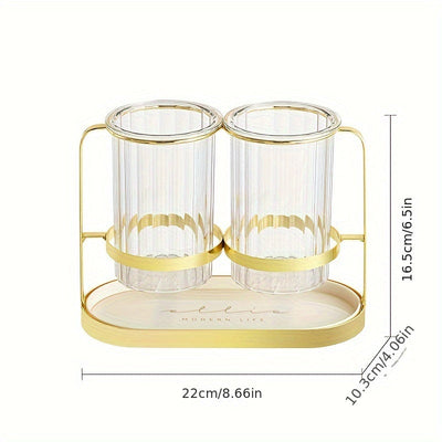 Organizador de Utensilios Moderno de Plástico con Compartimentos Dobles y Estante Secador - Soporte Multinivel para Cuchillos, Tenedores y Cucharas, Almacenamiento Resistente a la Humedad para Esenciales de Cocina