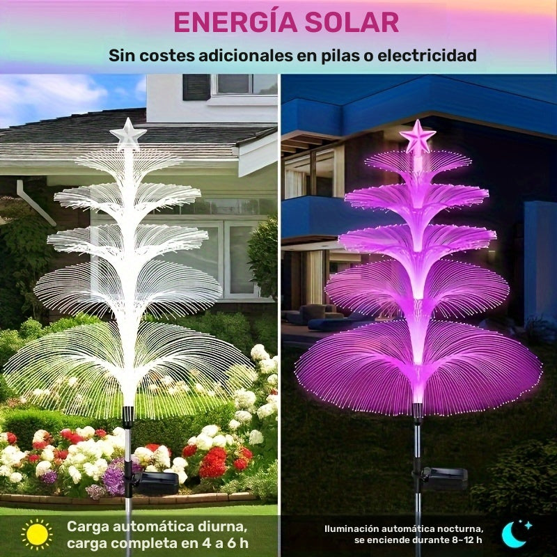 1 lámpara solar de medusas, luces LED de 7 colores cambiantes, a prueba de polvo, lámpara decorativa con energía solar para jardín y caminería, regalo decorativo para Navidad, Año Nuevo y celebraciones