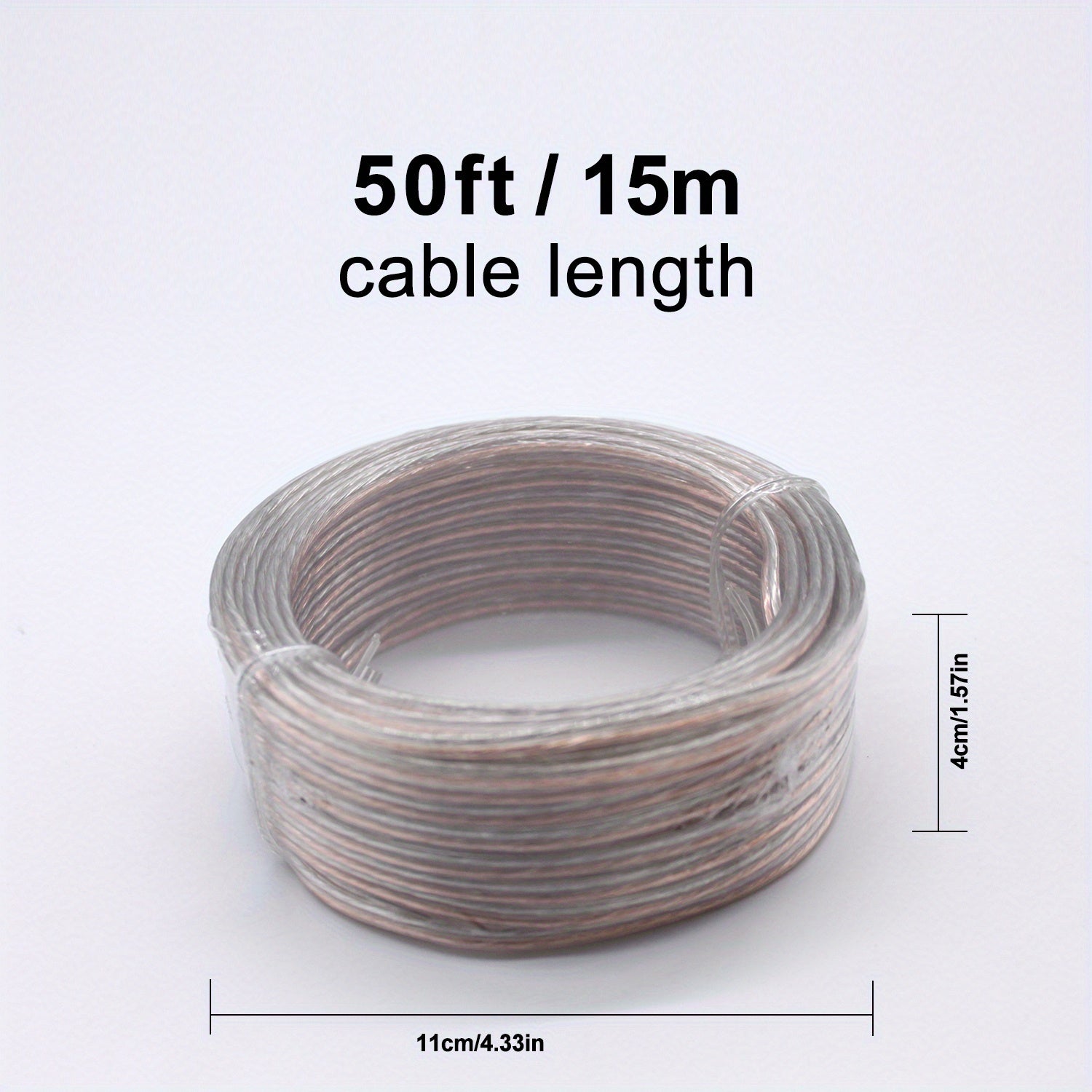[Cable de Bocina Transparente 22 AWG] Cable de Bocina Transparente 22 AWG - 1 Rollo de 50 FT/100 FT/328 FT, Adecuado para Sistemas de Sonido Estéreo, Bocinas de Cine en Casa, Sonido Envolvente y Radios