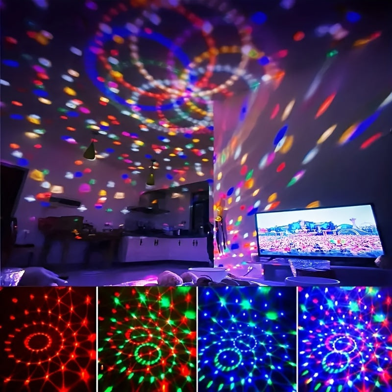 1 pieza de luz de bola de disco RGB con control remoto - LED de cambio de color controlado por voz, 7 modos, alimentado por USB, uso de mesa, ajuste de múltiples colores, interruptor de botón para decoraciones de fiestas, luz de bola de disco recargable,