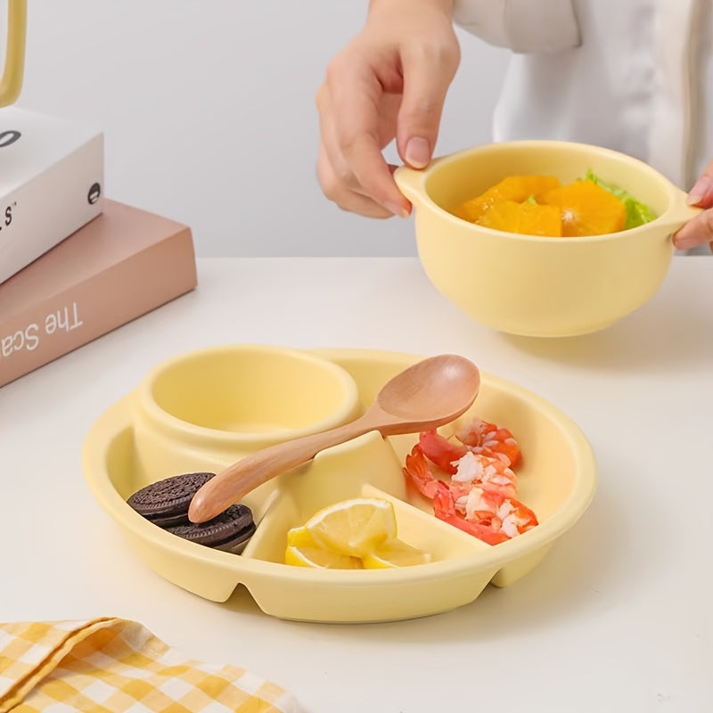 1 pza., Plato de comida dividido de plástico redondo innovador, colores aleatorios - Libre de BPA, apto para lavavajillas