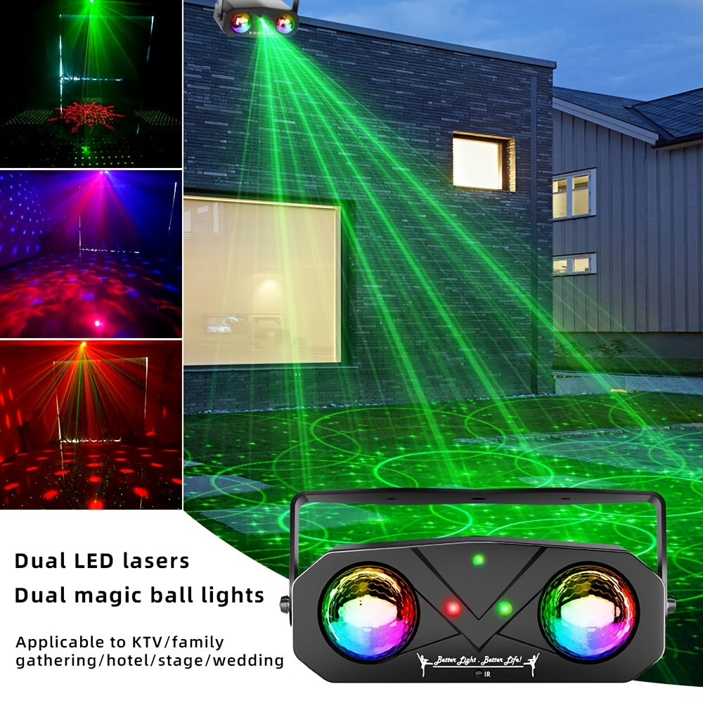 Luces DJ para fiestas con control remoto, activadas por sonido, alimentadas por USB, multicolor, con proyector láser y bola de discoteca, decoración para hogar, eventos, Navidad, Halloween, decoración festiva, iluminación elegante, rendimiento confiable,