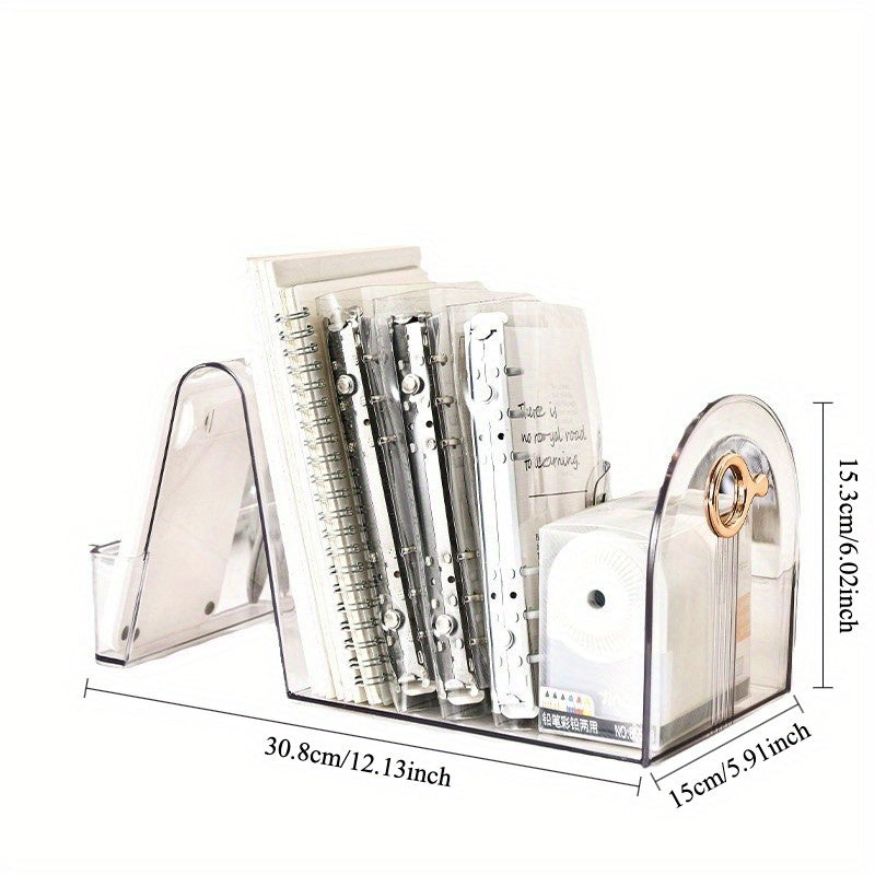 Organizador de Estantería Acrílica Moderna con Portabolígrafos Lateral, Soporte para Revistas Transparente para Sala de Estar, Dormitorio o Oficina, Estilo Decorativo Artístico, Decoración Duradera y Elegante para el Hogar, Decoración de Libros