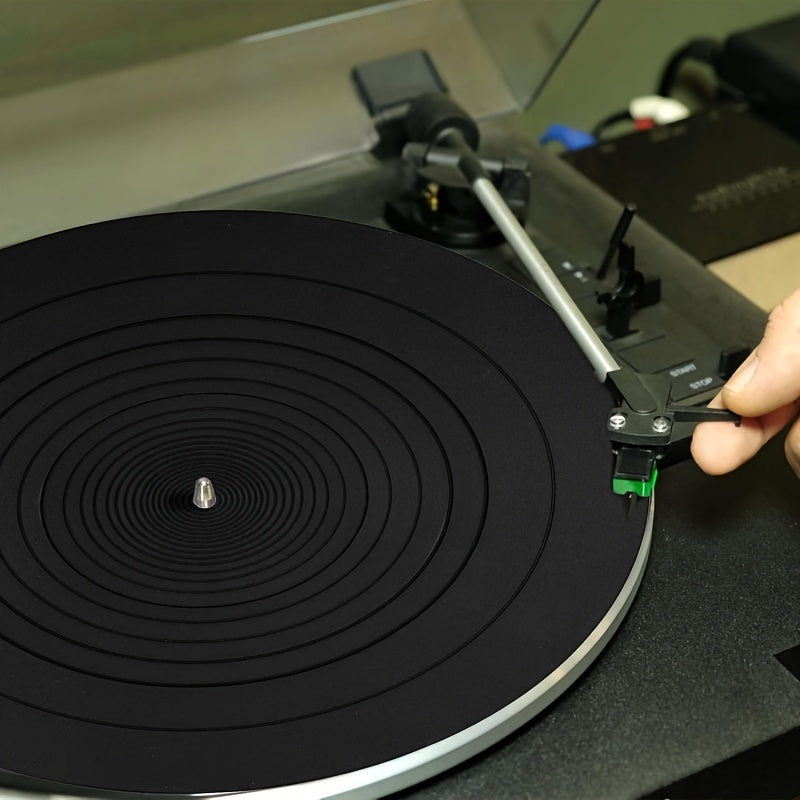 1 pieza de bandeja de fonógrafo de silicona vintage, diseñada específicamente para discos de vinilo, adecuada para todos los tipos de fonógrafos, con diseño retro para la reproducción de discos que ofrece excelente estabilidad e inmersión.