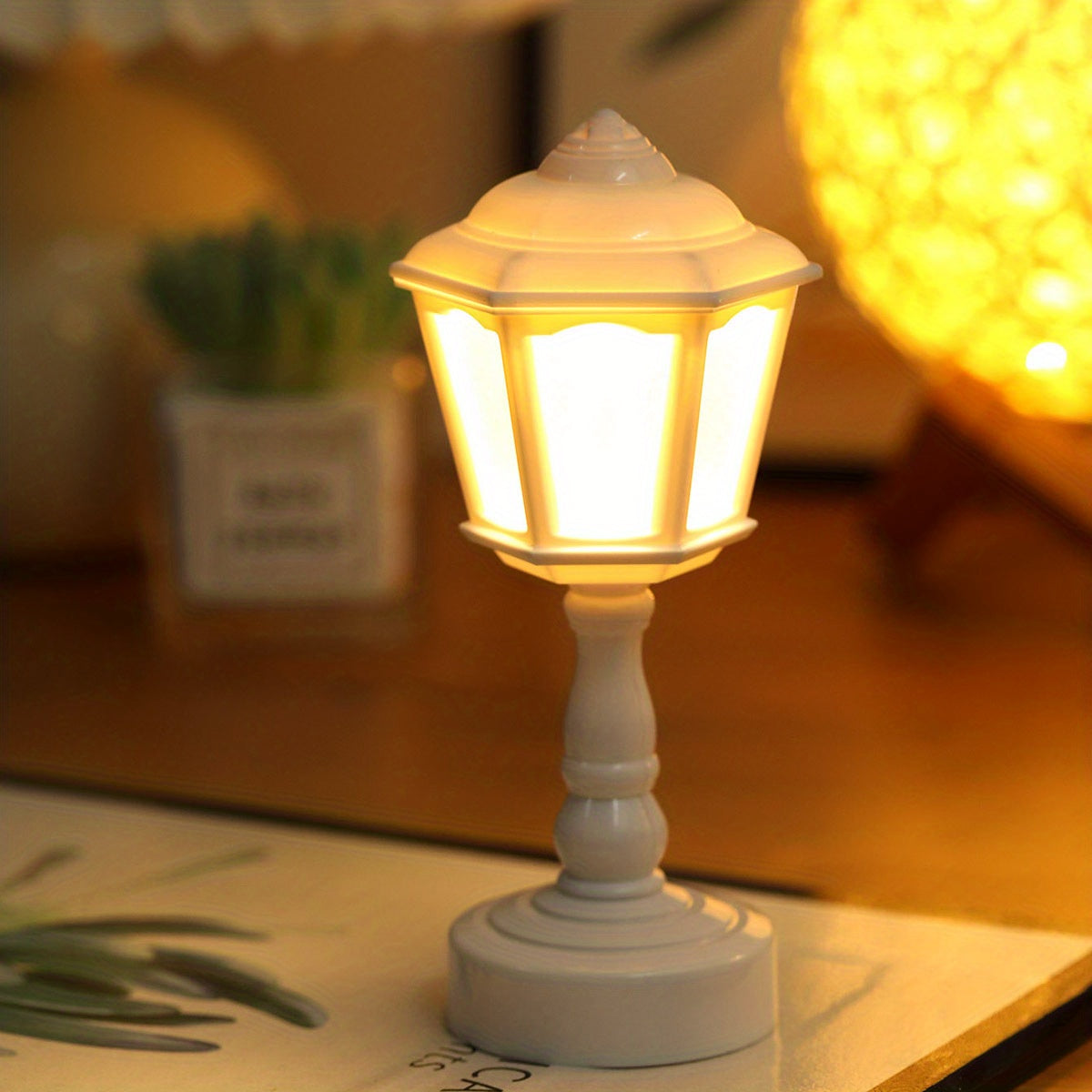 1 Unidad, Lámpara De Calle En Miniatura Con Luz De Noche, Retro, Para Decoración De Escritorio De Interior, Decoración De Mesita De Noche De Dormitorio, Para Decoración Navideña