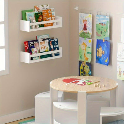 Estante de libros flotante con diseño de oso blanco - Ideal para dormitorio, baño o decoración del hogar, estante de almacenamiento de libros|Estante de libros moderno|Estante de madera, organizador de almacenamiento de libros