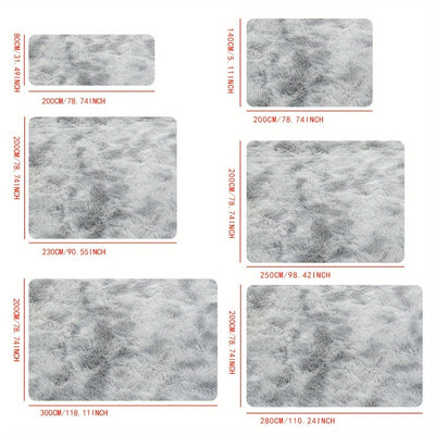 1 ud., Alfombra Larga de Peluche Gris Claro con Estampado Tie-Dye, Tela Mejorada Suave y Acogedora, Alfombrilla Decorativa Moderna Fácil de Limpiar, Esponja Gruesa Duradera y Ligera, Portátil, Adecuada para Dormitorio, Sala de Estar, Área de Ocio, Zona d
