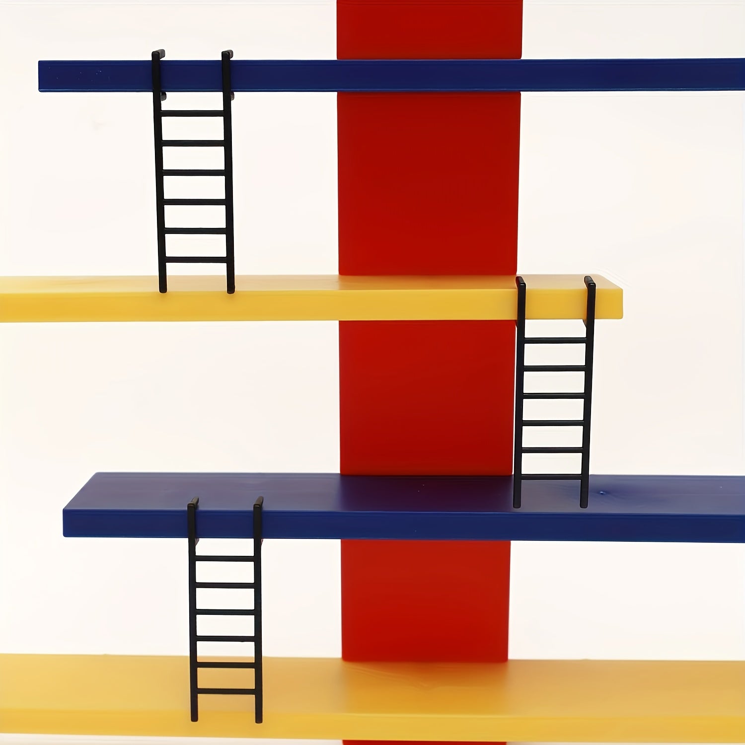 Estantería de Pared de 4 Niveles Colorida - Organizador Multifuncional Estilo Bohemio para Juguetes Coleccionables, Cosméticos y Accesorios - Instalación Sin Taladro, Estantes en Capas Azul/Amarillo/Rojo, Decoración Hogareña Ahorradora de Espacio, Diseño