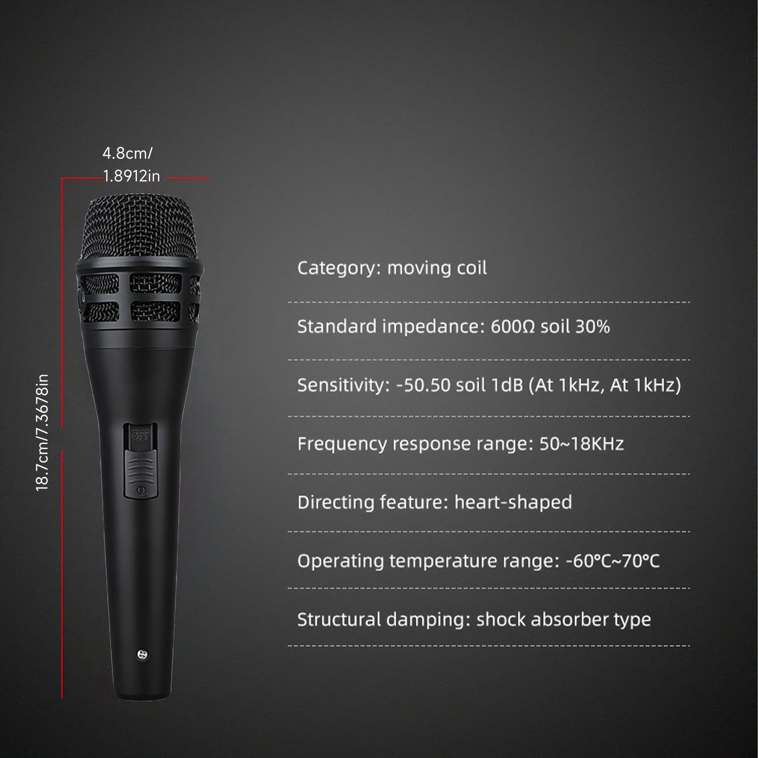 Microfono Dinámico KSM8 con Cable de Calidad Profesional Multifuncional para Karaoke, Presentaciones en Vivo y Grabación