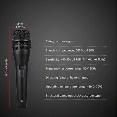 Microfono Dinámico KSM8 con Cable de Calidad Profesional Multifuncional para Karaoke, Presentaciones en Vivo y Grabación