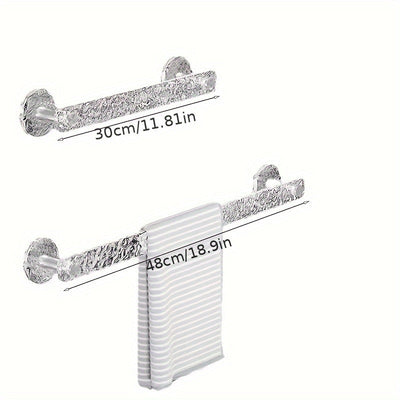 Barra de Toallas para Baño con Alta Adhesión - Montaje en Pared, Transparente con Diseño de Ondas Acuáticas, Ideal para Organización del Hogar