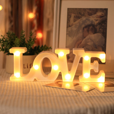 1 pza. Batería de alimentación Love letter shaped night light, luces de letras decorativas de escritorio de interior, día de San Valentín, día de la madre, luz decorativa de Navidad, decoración del hogar, luz de decoración de pared, regalo para los amant