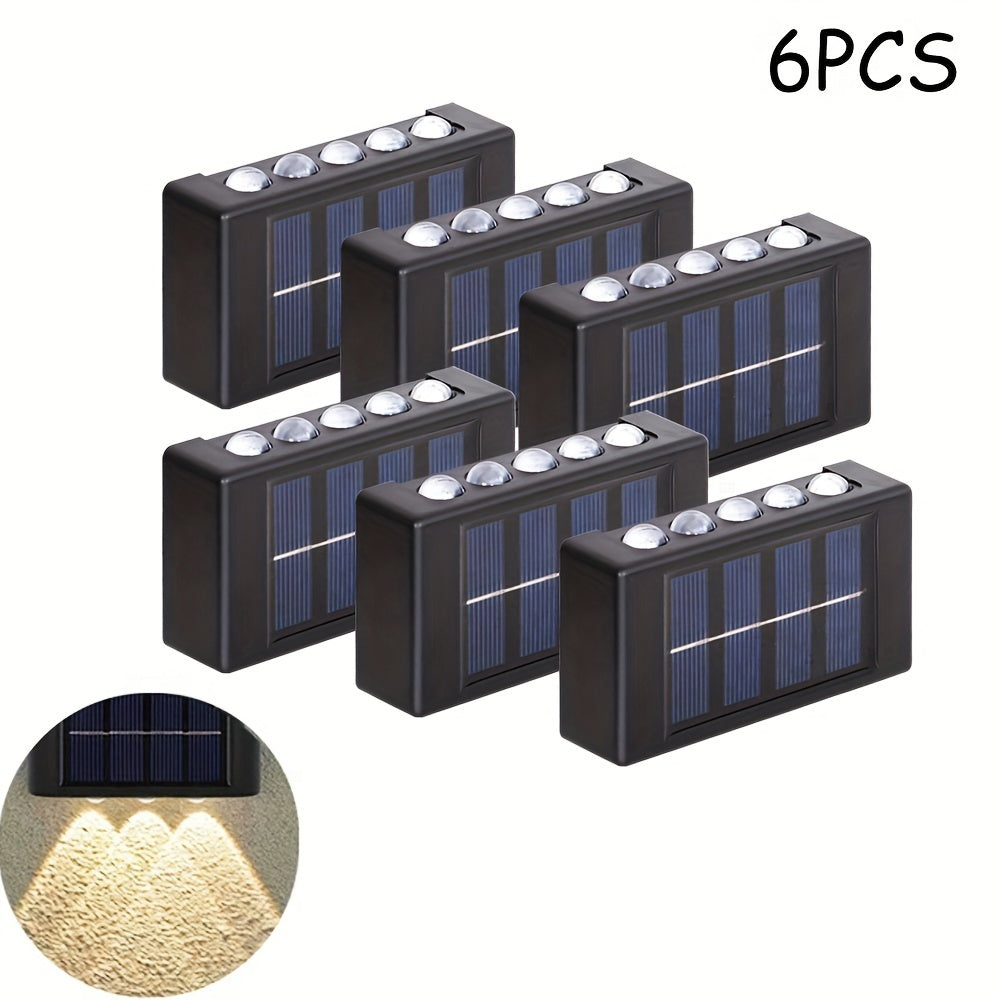 6/8 piezas, luz solar para pared exterior con 10 LED, espejo convexo, iluminación exterior, luz decorativa para pared, luz LED para paisajismo, ideal para exteriores, patio, villa, cerca, terraza, jardín