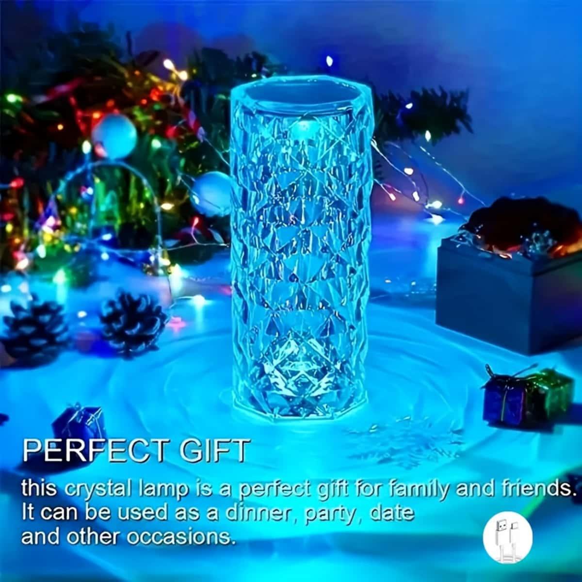 Luces de Escenario Rosa Cristal Brillante - Luz Nocturna Ajustable con 16 Colores, Sin Control Remoto, Baterías no Incluidas, Ideal para Decoración del Hogar, Halloween, Navidad, Escritorio, Camping, Fiestas, Dormitorio y Baño