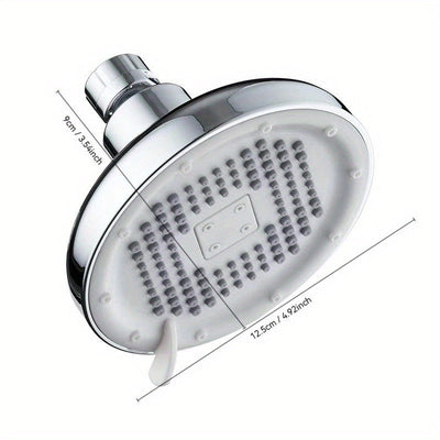 Cabezal de ducha universal de alta presión con acabado pulido - Fuerte chorro, forma redonda, material plástico, no requiere electricidad, instalación de inserción fácil para baños modernos, reemplazo de cabezal de ducha.