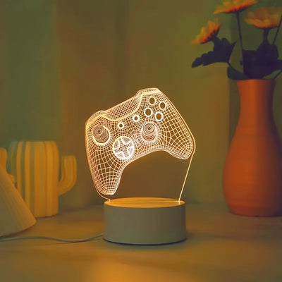 1 pieza de Luz Nocturna 3D con Temática de Juegos Modernos - Alimentada por USB, Brillo Blanco, Perfecta para Dormitorio, Sala de Estar y Decoración de Salón de Juegos, Regalo Ideal para Jugadores, Luz Ambiente | Lámpara Decorativa | Iluminación Artístic